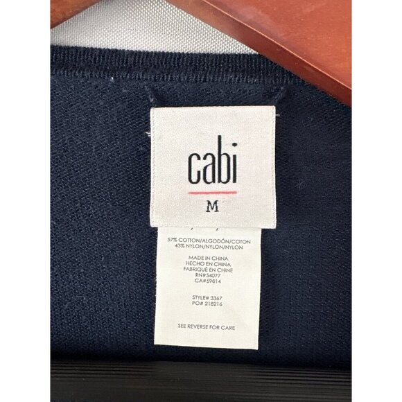 Cabi Womens Striped Navy & White Sweater Top M Cotton/Nylon Blend - Picture 3 of 4